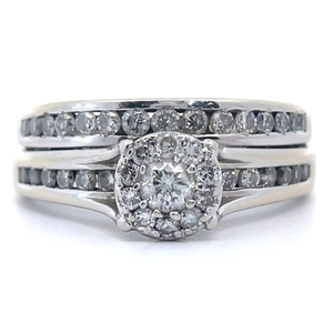 lot 14B image: 0.70 Carat Natural Diamond Engagement Ring & Wedding Band Duo in 14k White Gold