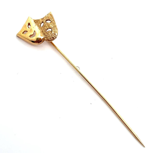 lot 25 image: Cindy Cash Owned  Dual Drama Mask Straight Pin in 14k Yellow Gold VIDEO