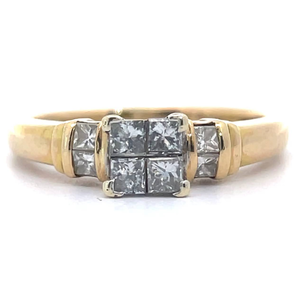 lot 26B image: 0.50 Carat Princess Cut Natural Diamond Channel Ring in 14k Yellow Gold