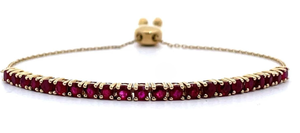 lot 31 image: Ruby Tennis Adjustable Bolo Bracelet in 14k Yellow Gold VIDEO
