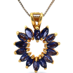 lot 46B image: Marquise Iolite Cluster Open Heart Halo Pendant