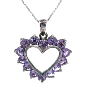 lot 34B image: Amethyst Open Heart Halo Pendant