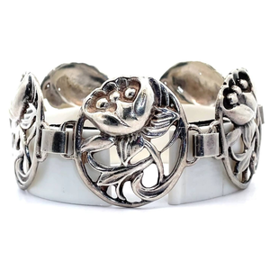 lot 44B image: Filigree Floral Garden Link Hinge Bracelet
