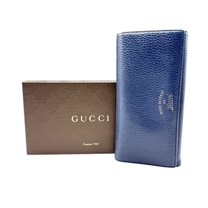 lot 18F image: Gucci Blue Leather Continental Wallet with Box Pre-Owned Retail $900
