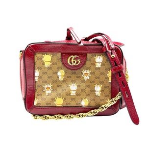 Gucci Brown x Bordeaux Doraemon Mini GG Supreme Chain Shoulder Bag; Pre-Owned Retail $2,500