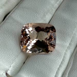lot 36A image: 14.83 Carat Natural Peach Pink Morganite Cushion Cut Loose Gemstone Retail $2,965