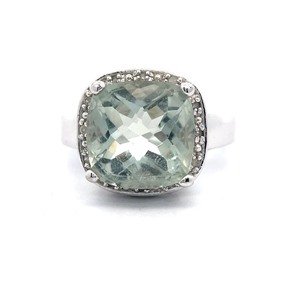 lot 51B image: Light Green Prasiolite Cocktail Ring  Bold Cushion Cut Design  VIDEO