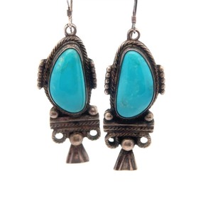 lot 54B image: Running Bear Artisan Earrings  Sterling Silver with Turquoise  VIDEO