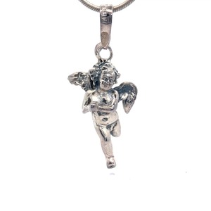 lot 57B image: Cherub Necklace in Sterling  Detailed Sculptural Pendant  VIDEO 