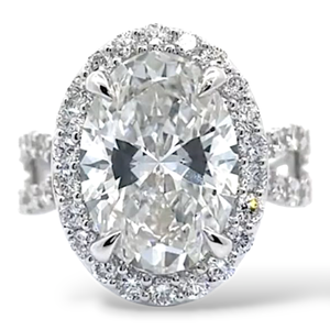 Impressive 6.14 Carat Lab-Grown Oval & Round Diamond Ring in 14K White Gold *VIDEO*; $10,599 Retail