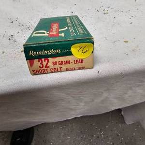 lot 76 image: Vintage Full Box, 32 Short Colt Remington Shells