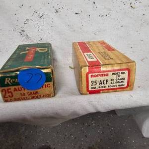lot 77 image: 2 Boxes 25 Auto, 25 ACP, FMJ