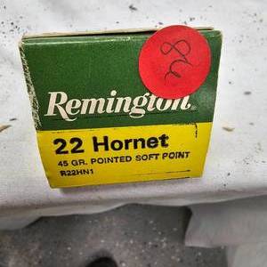 lot 86 image: Remington 22 Hornet 65 Gr S.P., Full Box