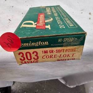 lot 104 image: 303 Savage Rem 1960s Core Lokt, Full Box