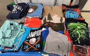 lot 41 image: Box full of boys 8-10 shirts, pants, shorts