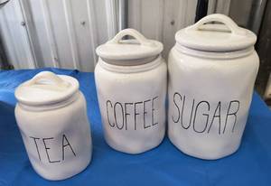 lot 43 image: Coffee Tea Sugar Canisters like new