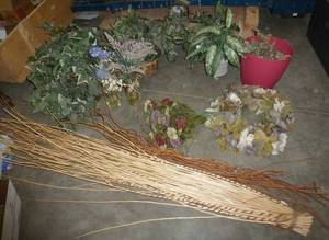 lot 113 image: Group of fake flowers and reeds