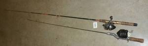 lot 154 image: Two used fishing rods with zebco reels
