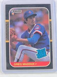lot 314 image: Greg Maddux Rookie 1986 Leaf  #36 - Chicago Cubs Baseball Card