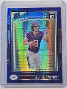 J.J. McCarthy 2024 Panini Rated Rookie Blue Hyper Prizm #235