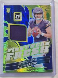 lot 7 image: J.J. McCarthy 2024 Panini Donruss Optic Rookie Memorabilia FYF-JMY