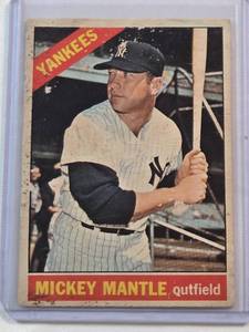 lot 8 image: Mickey Mantle 1966 Topps #50 Vintage Baseball Card