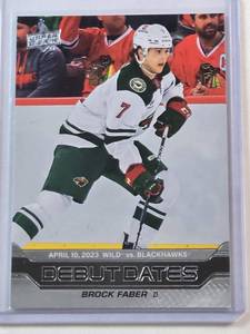 lot 13 image: Brock Faber Rookie 2023-24 Upper Deck Debut Dates DD-15