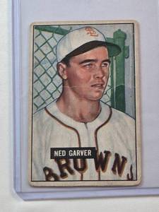lot 15 image: Ned Garver 1951 Bowman No. 172 Vintage Baseball Card