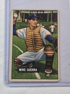 lot 37 image: Mike Guerra 1951 Bowman #202 Vintage Baseball Card