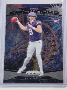 lot 54 image: J.J. McCarthy Rookie 2024 Panini  Fireworks Prizm #18