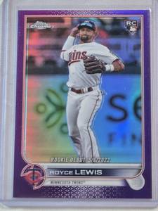 lot 58 image: Royce Lewis Rookie 2022 Topps Chrome Purple Refractor USC79