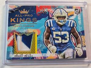 lot 81 image: Darius Leonard 2021 Panini Donruss All Pro Kings 2 Color Patch No. PK15 and  Numbered 1025