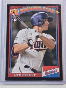 lot 95 image: Alex Kirilloff Rookie 2021 Topps Black Bazooka SP No. 91BZ-6 and Numbered  6199