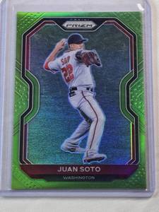 lot 96 image: Juan Soto 2021 Panini Green Refractor #203 and Numbered 109125