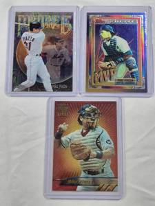 lot 105 image: Lot of 3 Mike Piazza Inserts - Fortune 15, MVP, Topps Stadium Club