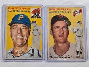 lot 106 image: Lot of 2 Vintage 1954 Topps Baseball Cards - John Fitzpatrick, Don Mueller