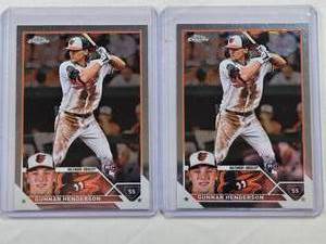 lot 131 image: Lot of 2 Gunnar Henderson Rookie 2023 Topps Chrome #2 - Baltimore Orioles Baseball Card