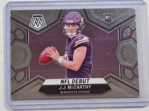 lot 137 image: J.J. McCarthy Rookie 2024 Panini Mosaic RC No. 275 - Minnesota Vikings Football Card