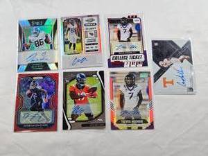 lot 138 image: Lot of 7 NFL Autos and Rookie Autos - Darius Slayton, Chigoziem Okonkwo, Trevon Moehrig, Seth Williams, Darrynton Evans, Cameron Sutton
