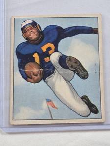 lot 148 image: Paul Younger Rookie 1950 Bowman #15 - Los Angeles Rams Vintage Football Card