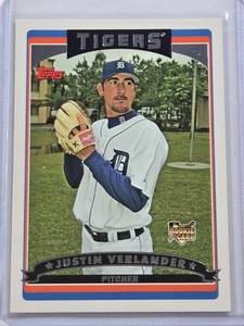 lot 150 image: Justin Verlander Rookie 2006 Topps #641 - Detroit Tigers