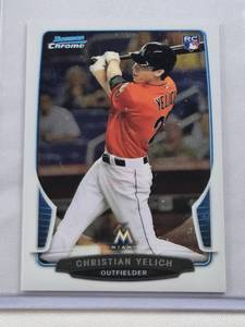 lot 153 image: Christian Yelich Rookie 2013 Bowman Mini Chrome #318 - Miami Marlins