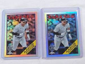 lot 157 image: Lot of 2 Aaron Judge Topps Chrome Refractors