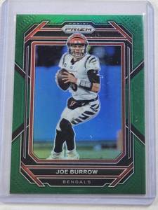 lot 169 image: Joe Burrow 2022 Panini Prizm Green Refractor Prizm #56 - Cincinnati Bengals