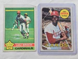 lot 176 image: Lot of 2 Lou Brock Baseball Cards - 1969 Topps No. 85 & 1976 Topps No. 10