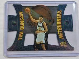 lot 177 image: Tim Duncan Rookie 1997 Press Pass Netburners Die-Cut Insert #NB1 - Wake Forest