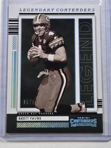 lot 187 image: Brett Favre 2021 Panini Contenders Legendary Contenders SP #LGD-BFA and Numbered 1599- Green Bay Packers Football Card