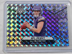 lot 188 image: J.J. McCarthy Rookie 2024 Panini Mosaic Prizm Reactive #275 - Minnesota Vikings Football Card