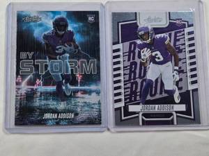 lot 192 image: Lot of 2 Jordan Addison Rookie Cards Absolute Football By Storm and Absolute Football - Minnesota Vikings Football Cards