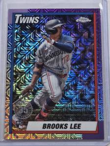 lot 195 image: Brooks Lee Rookie 2025 Topps Chrome Mojo #T90C-49 - Minnesota Twins Baseball Card
